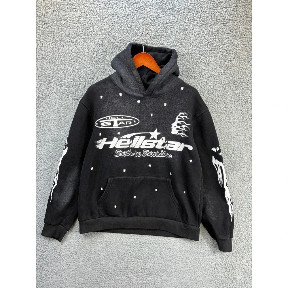 Hellstar Studios Records Tracksuit Hoodie Pants Set Mens L Black Streetwear